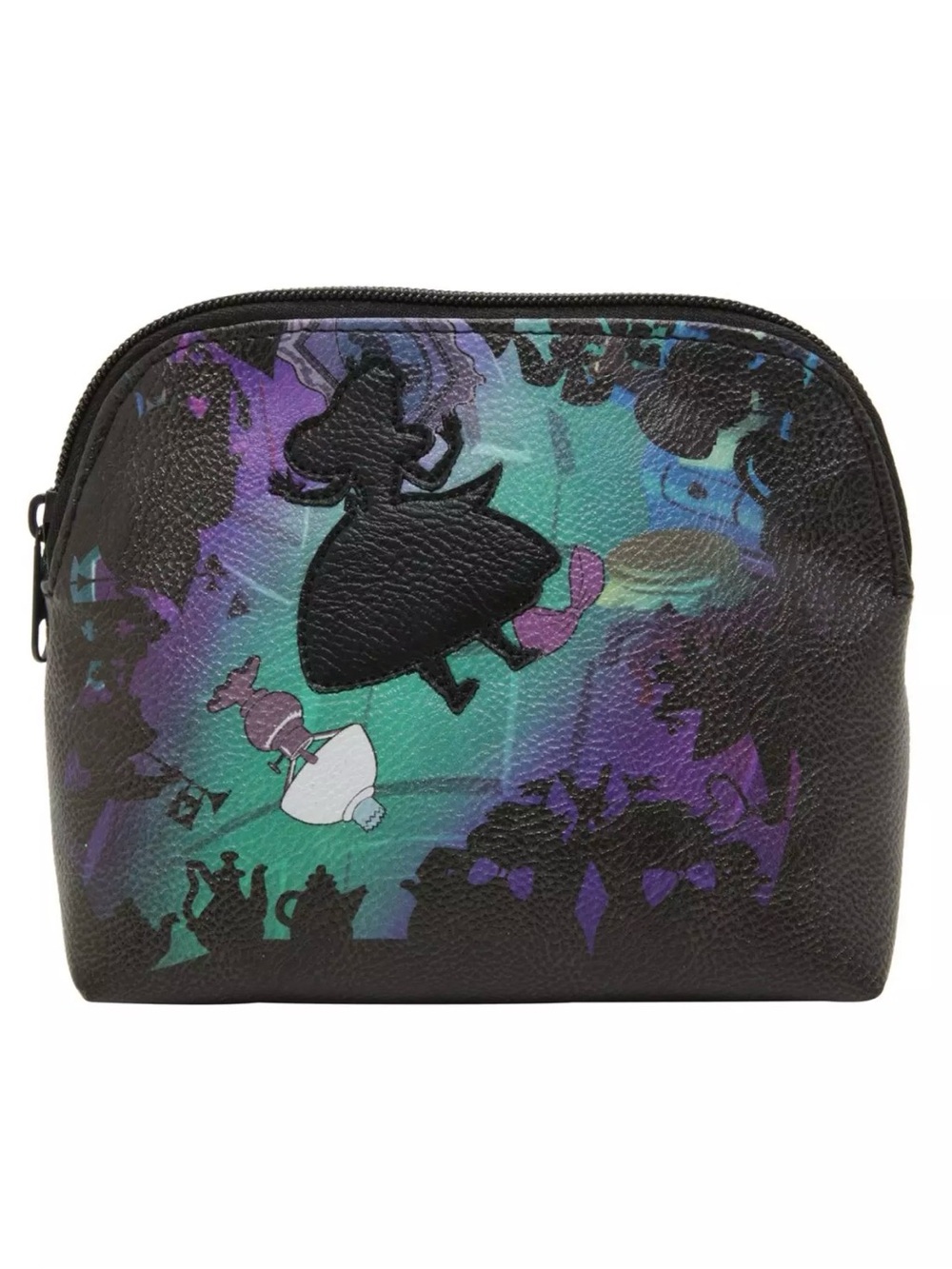 NWT Hot Topic Disney Alice In Wonderland Falling Silhouette Black Makeup Bag